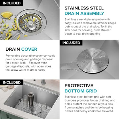 Stainless Steel 21 in Undermount Kitchen Sink KWU111