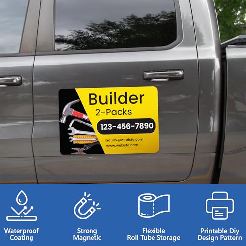 Custom Car Magnet Signs for Builder and Contractor (2 Count)