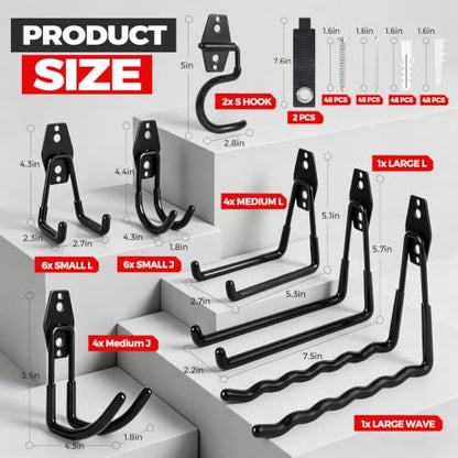 24 Pack Heavy Duty Garage Hooks Wall Mount Utility Hooks for Garage Storage (24 Count)