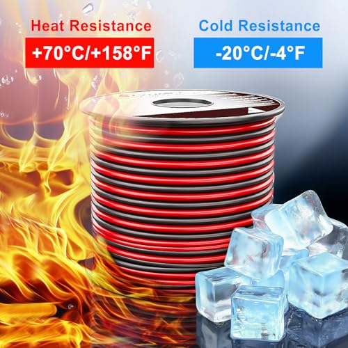 100FT 12 2 Gauge 2pin 2 Color Red Black Cable Hookup Electrical Wire LED Strips Extension Wire 12V (100 Feet)