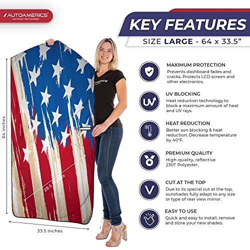 1 Piece Windshield Sun Shade USA Art Flag