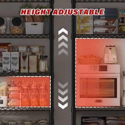 60" W 6 Tier Wire Shelving with Wheels & Feet