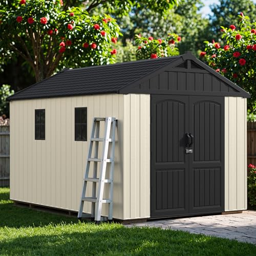 8x12FT Plastic Outdoor Storage Shed with Floor