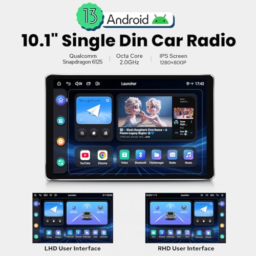 Single Din Touchscreen Radio 10.1 Inch Car Stereo with Apple Carplay & Android Auto