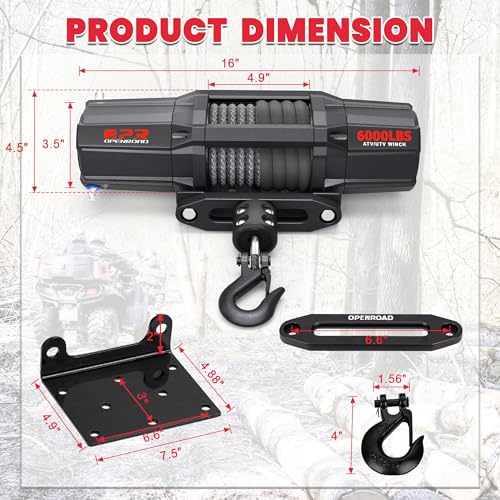 6000 lbs UTV Winch