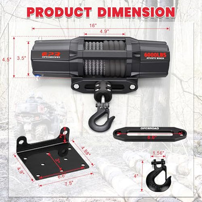 6000 lbs UTV Winch