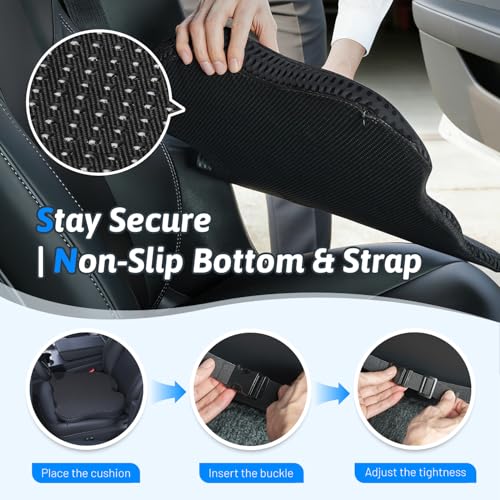 Wedge Car Seat Cushion for Better Visibility & Sciatica Pain Relief