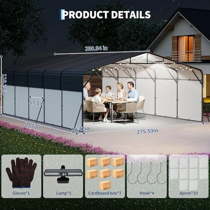 20x25FT Metal Carport Heavy Duty Galvanized Steel Canopy