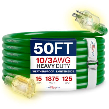 50ft Outdoor Indoor Extension Cord 10