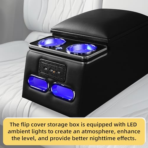 Universal Truck Seat Organizer with Padded Armrest Lid