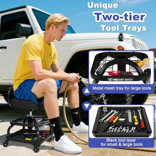 Rolling Shop Stool with Wheels