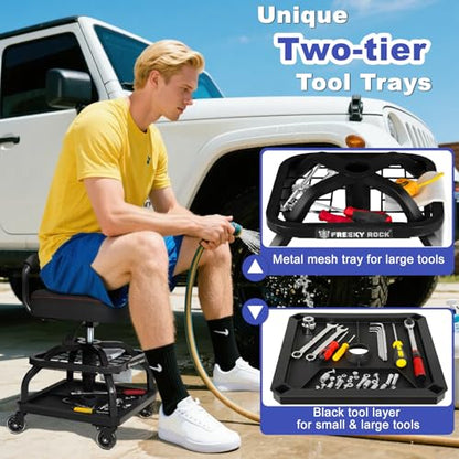 Rolling Shop Stool with Wheels