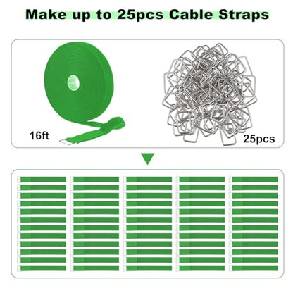1"x16ft Hook and Loop Straps with 25 Metal Buckles