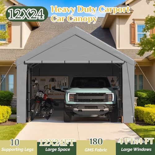 Carport 12' x 24' Heavy Duty Carport with Roll