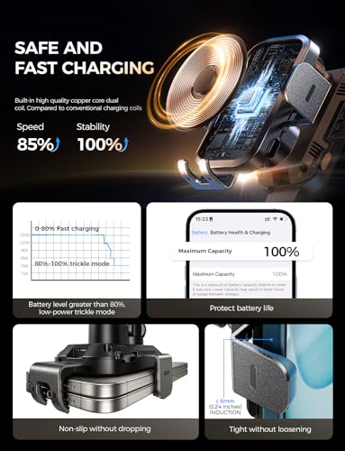 Wireless Car Charger with Phone Holder Mount