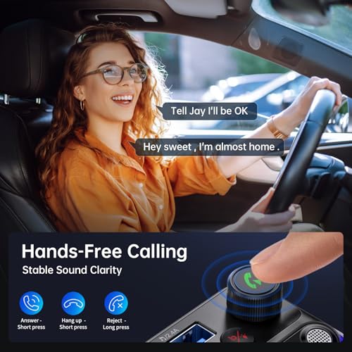 Bluetooth 5.4 FM Transmitter Car Adapter with Light Switch