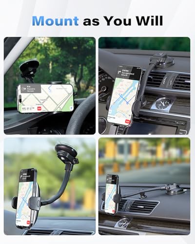 Solid Car Truck Phone Mount Holder with Thick Gooseneck Long Arm