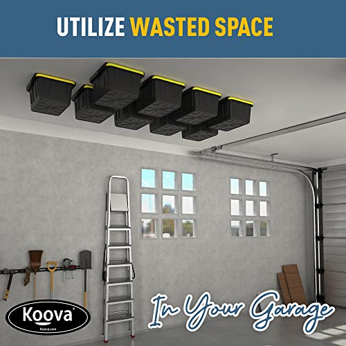 Heavy Duty Overhead Garage Storage Rack for 9 Bins. Adjustable Width (9 Count)