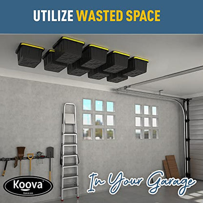 Heavy Duty Overhead Garage Storage Rack for 9 Bins. Adjustable Width (9 Count)