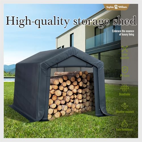 Storage Shed 8x12 ft Portable Garage Heavy Duty Carport