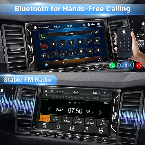 7 Inch Double Din Car Stereo Support Apple CarPlay Android Auto Mirror Link Capacitive Touchscreen Monitor Car Play Radio with Bluetooth 5.0