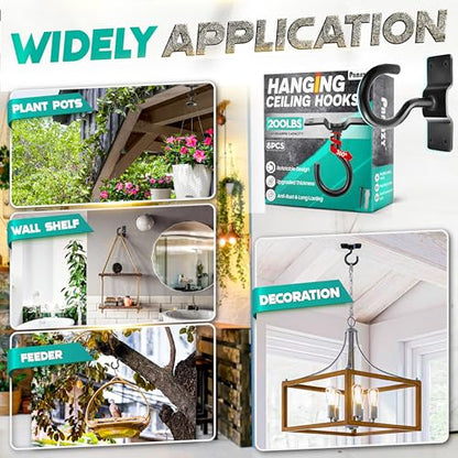 8Pcs 200LB Rotatable Ceiling Hook Wall Mount Metal Hanger for Hanging Plant (8 Count)