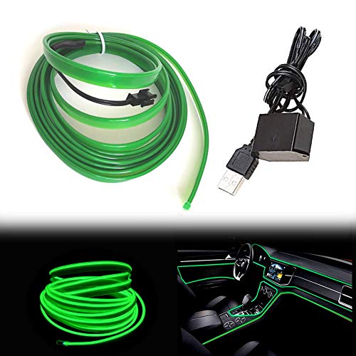 El Wire Green Interior Car LED Strip Lights