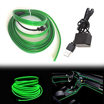 El Wire Green Interior Car LED Strip Lights