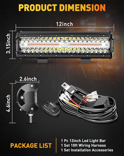 12 Inch LED Light Bar with Wiring Harness