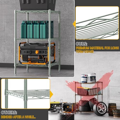 750 lbs 3 Shelf Storage Shelves Wire Shelving Unit Standing Metal Rack for Small Places Narrow Wire Rack for Bathroom (3 Count)