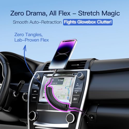 5ft Coiled Short USB to Lightning Charging Cable [MFI Certified] 3A Fast Charger Cord in Car for iPhone 14 (5 Foot)