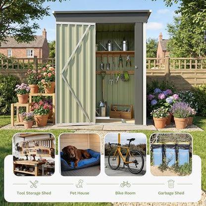 5x3 FT Outdoor Storage Shed with Floor Frame
