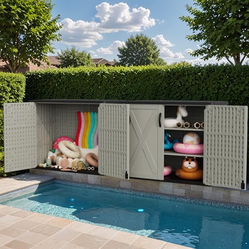26 Cuft Outdoor Storage Box with Lockable Doors