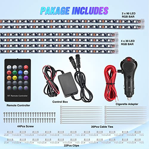 6PCS RGB LED Underglow Lights Strip with APP & Remote Control