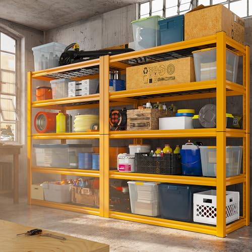 Storage Shelves 40''W Garage Shelving Heavy Duty Metal Shelving 2000LBS Metal Shelves 5 Tier Industrial Shelf for Kitchen Pantry Warehouse Basement 72" H x 40''W x 17.8''D Yellow (2 Count)