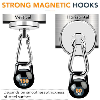 150LB Magnetic Hooks Neodymium Magnets Heavy Duty with Swivel
