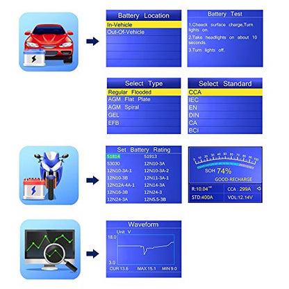KW650 6V 12V Car Battery Tester