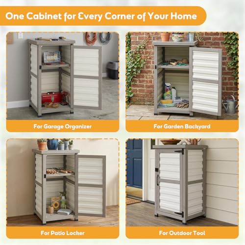 Outdoor Storage Cabinet with Metal Top
