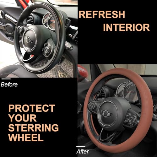 Large Size Nappa Leather Steering Wheel Cover 15.75In