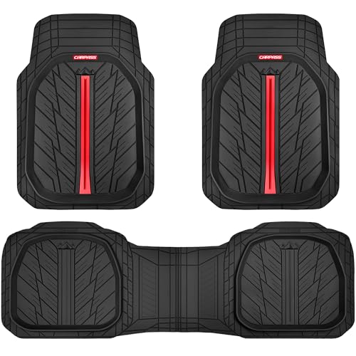 Tire Tread DeepDish Rubber Floor Mats for car Heavy Duty car mats All Weather (3 Count)