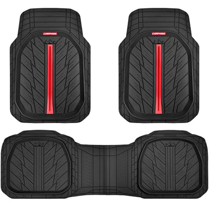 Tire Tread DeepDish Rubber Floor Mats for car Heavy Duty car mats All Weather (3 Count)
