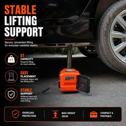 Electric Car Jack Kit 5 Ton 12V with Inflator