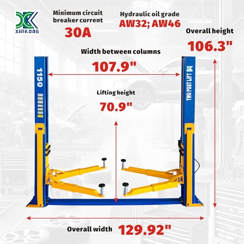Auto 2 Post Car Lift 11500 lb Capacity Truck Hoist