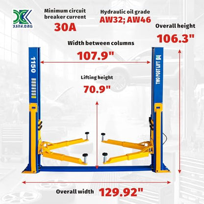 Auto 2 Post Car Lift 11500 lb Capacity Truck Hoist