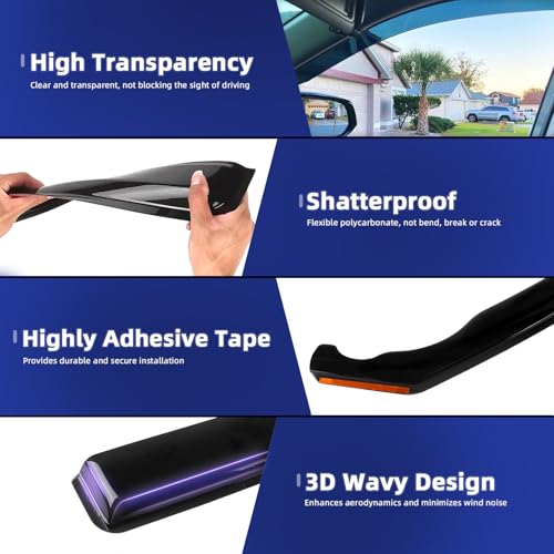 in Channel Window Visors Rain Guards Fit for Honda HR (4 Count)