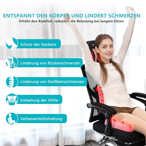 3 PCS Seat Cushion for Carseat Lumbar Support Pillow Car Neck Headrest Pillows Memory Foam Gel Memory Foam Massage Point Seat Pads Pressure Relief Back Cushion for Office Chair (3 Count)