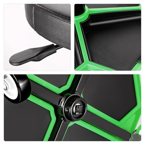 Adjustable Height Pneumatic Garage Seat Rolling Mechanic Stool with Tool Tray Storage