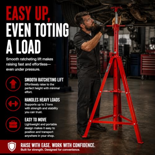 Underhoist Tripod Stand 2 Ton Capacity High Lift Jack Stand Reach Under Hoist Stand High
