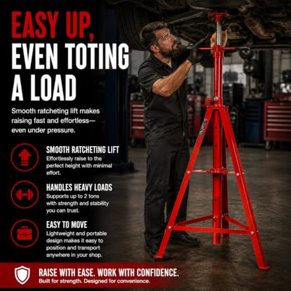 Underhoist Tripod Stand 2 Ton Capacity High Lift Jack Stand Reach Under Hoist Stand High