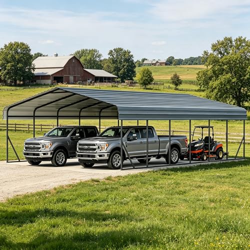 20x30 FT Heavy Duty Extra Large Metal Carport with Vertical Roof Design